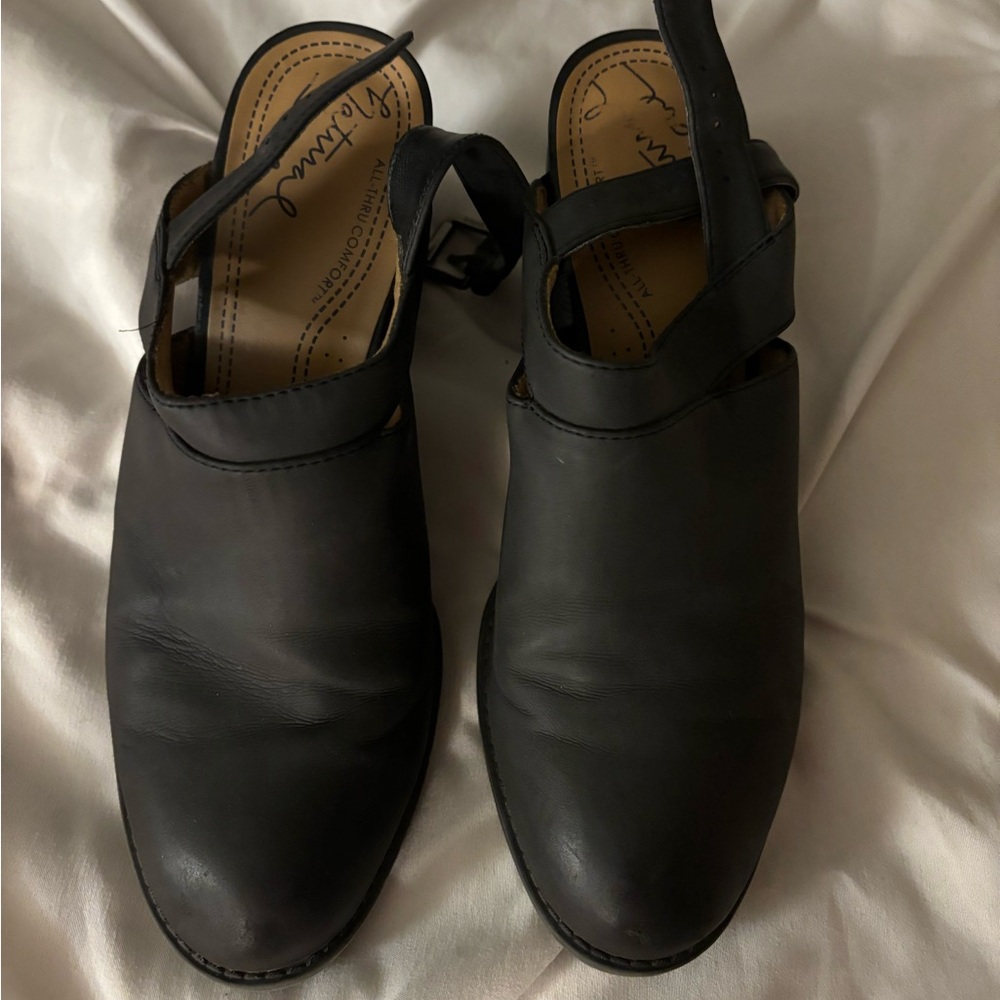 Black heeled  mules